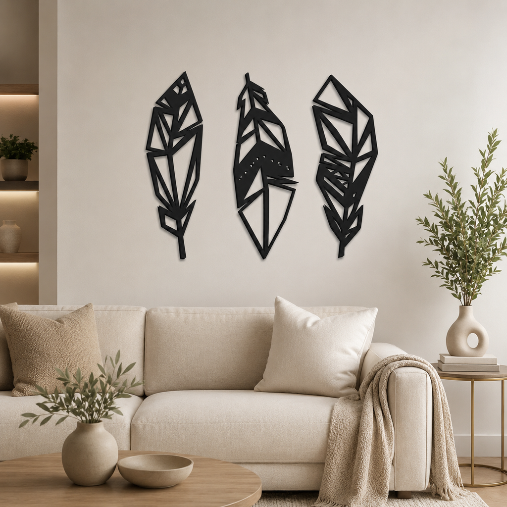 Beautiful Leaf Design in Yellow Color Metal Art Wall Decor