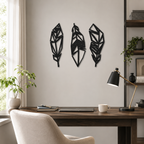 Beautiful Leaf Design in Yellow Color Metal Art Wall Decor