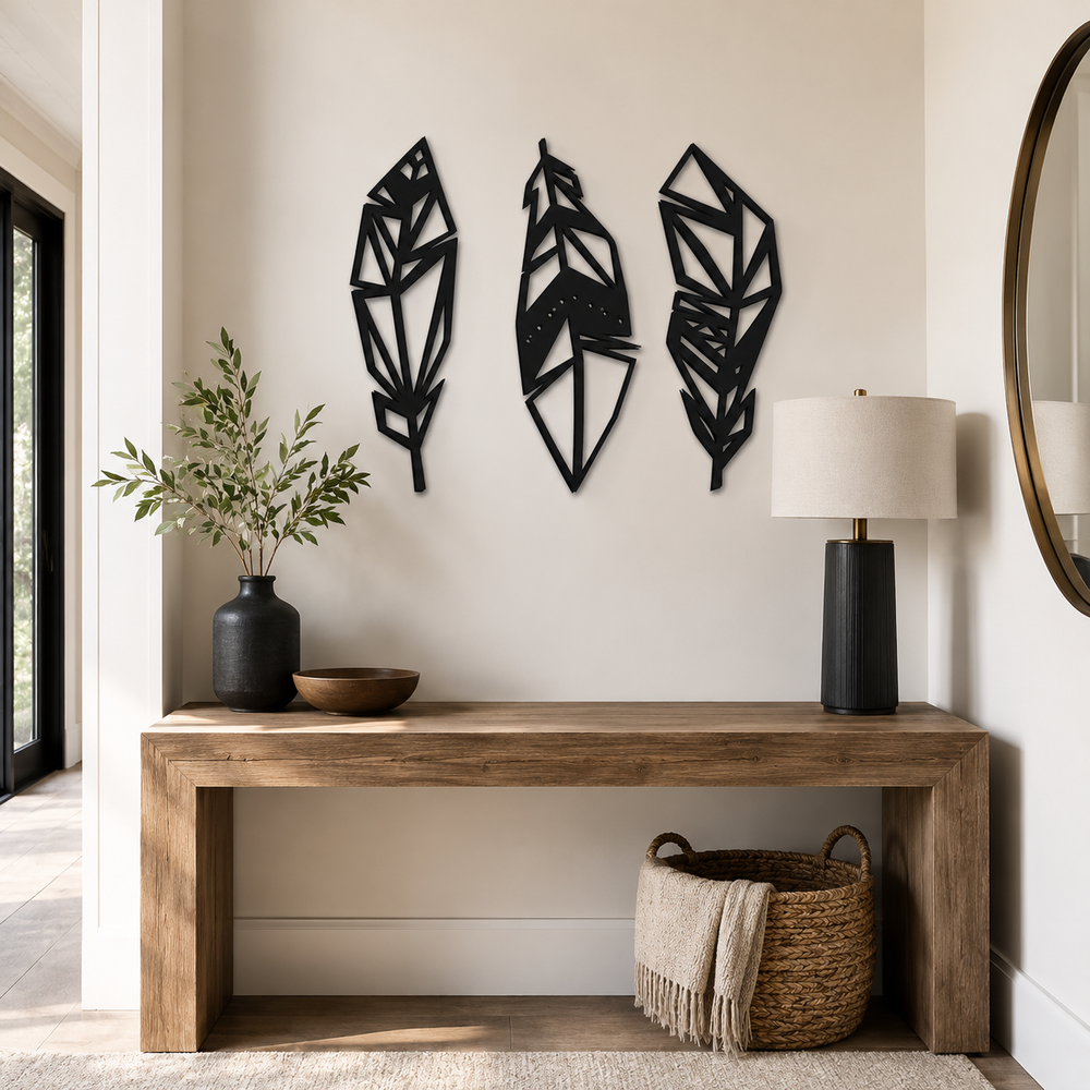 Beautiful Leaf Design in Yellow Color Metal Art Wall Decor