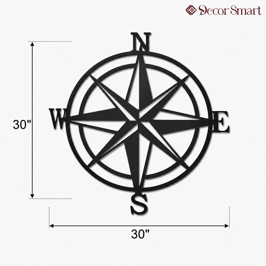 Nautical Compass Rose Metal Art Wall Decor