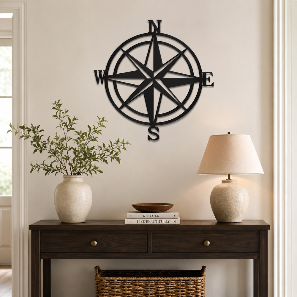 Nautical Compass Rose Metal Art Wall Decor