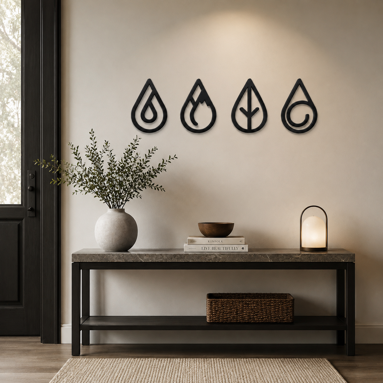Four Elements Design Silhouette Metal Art Wall Decor