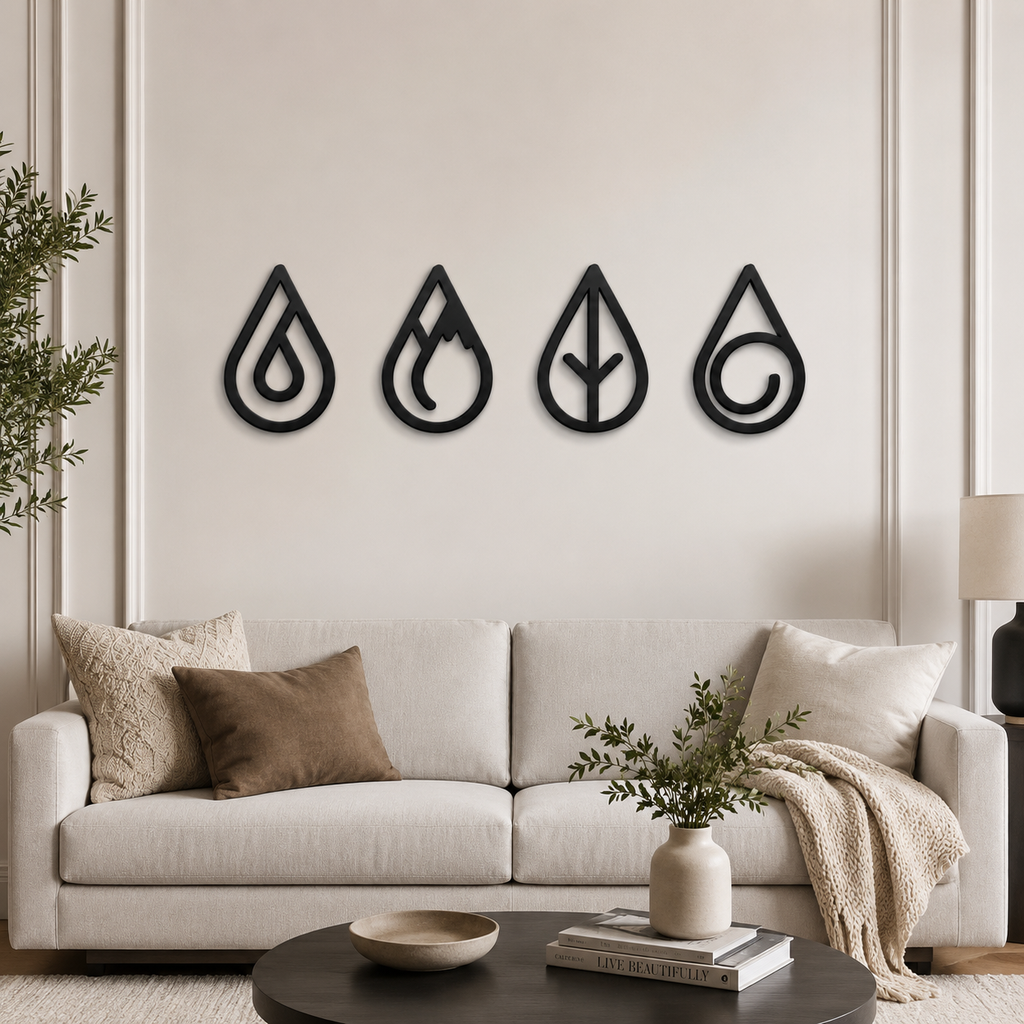 Four Elements Design Silhouette Metal Art Wall Decor