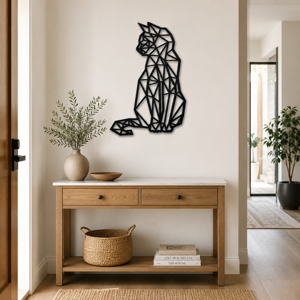Beautiful Design Geometric Cat Metal Art Wall Decor