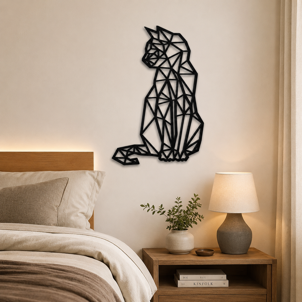 Beautiful Design Geometric Cat Metal Art Wall Decor