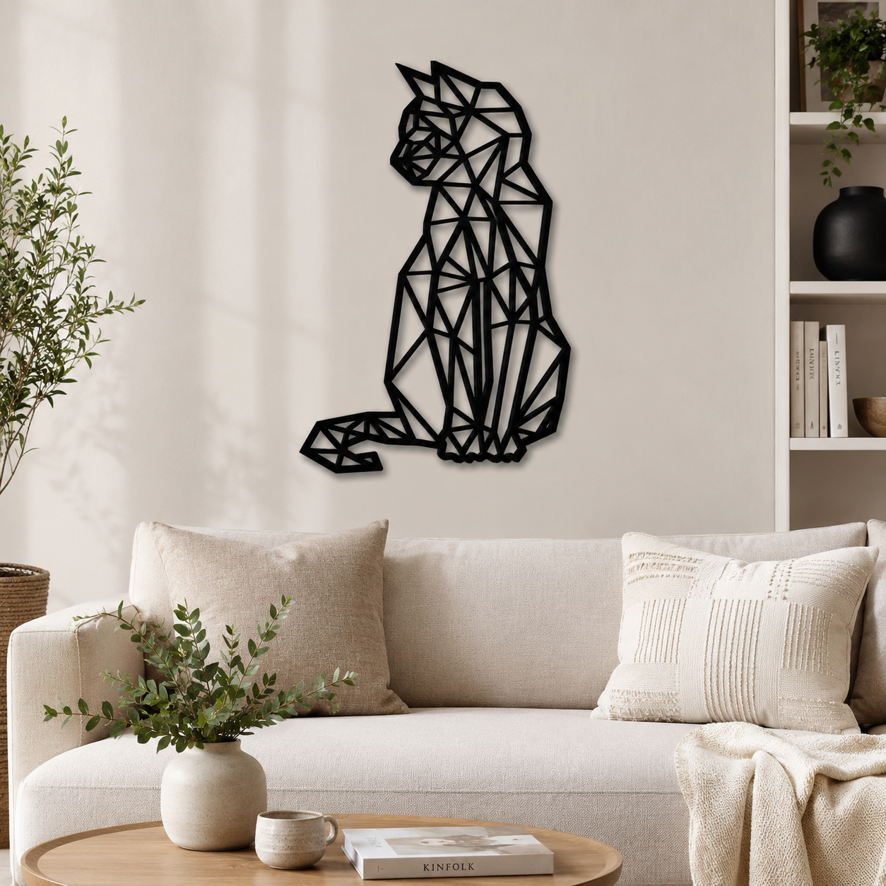 Beautiful Design Geometric Cat Metal Art Wall Decor