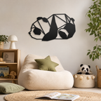 Beautiful Geometric Cute Lazy Panda Metal Art Wall Decor