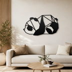 Beautiful Geometric Cute Lazy Panda Metal Art Wall Decor