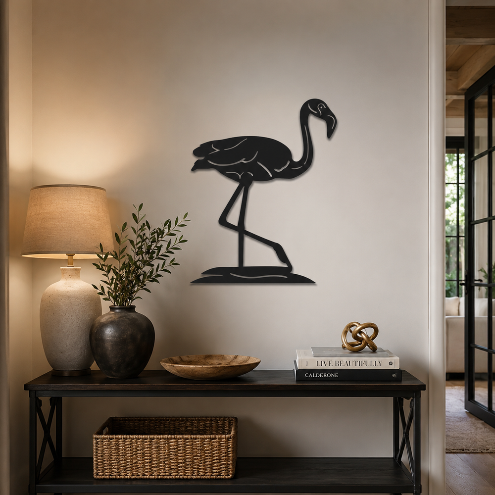 Flamingo Design Silhouette Metal Art Wall Decor