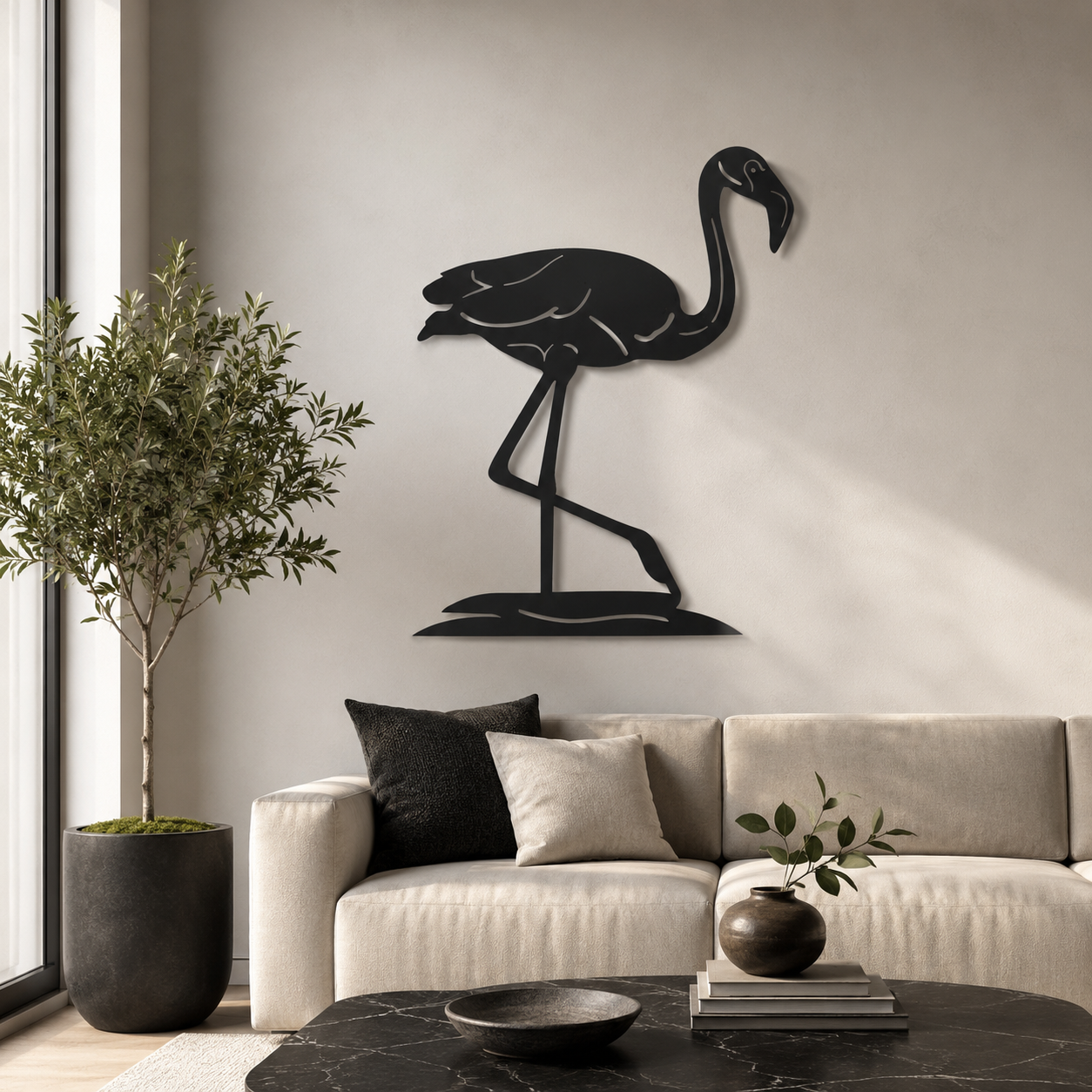 Flamingo Design Silhouette Metal Art Wall Decor
