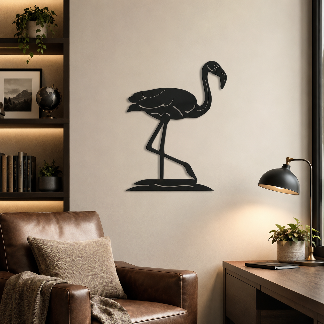 Flamingo Design Silhouette Metal Art Wall Decor