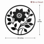 Leaf Flower Designed Circle Metal Art Wall Decor