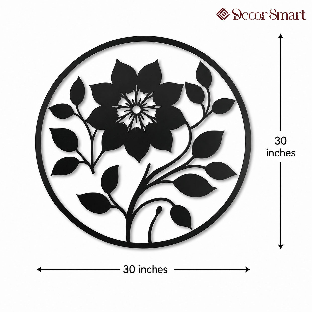 Leaf Flower Designed Circle Metal Art Wall Decor