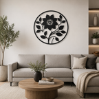 Leaf Flower Designed Circle Metal Art Wall Decor