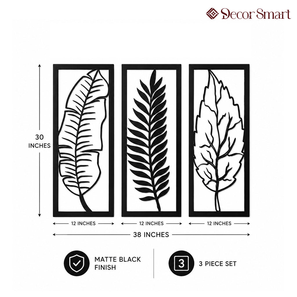 Tropical Foliage Trio Leafs Wall Metal Art Decor