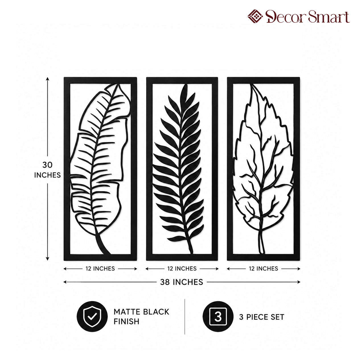 Tropical Foliage Trio Leafs Wall Metal Art Decor