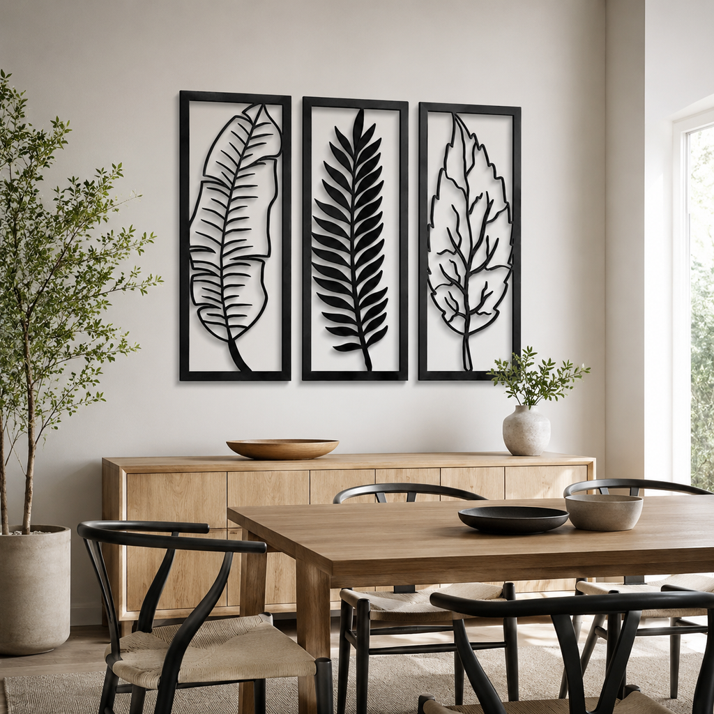 Tropical Foliage Trio Leafs Wall Metal Art Decor