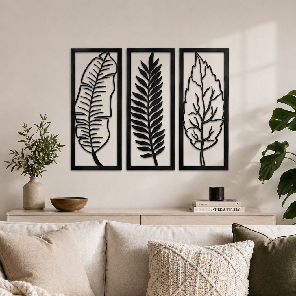 Tropical Foliage Trio Leafs Wall Metal Art Decor