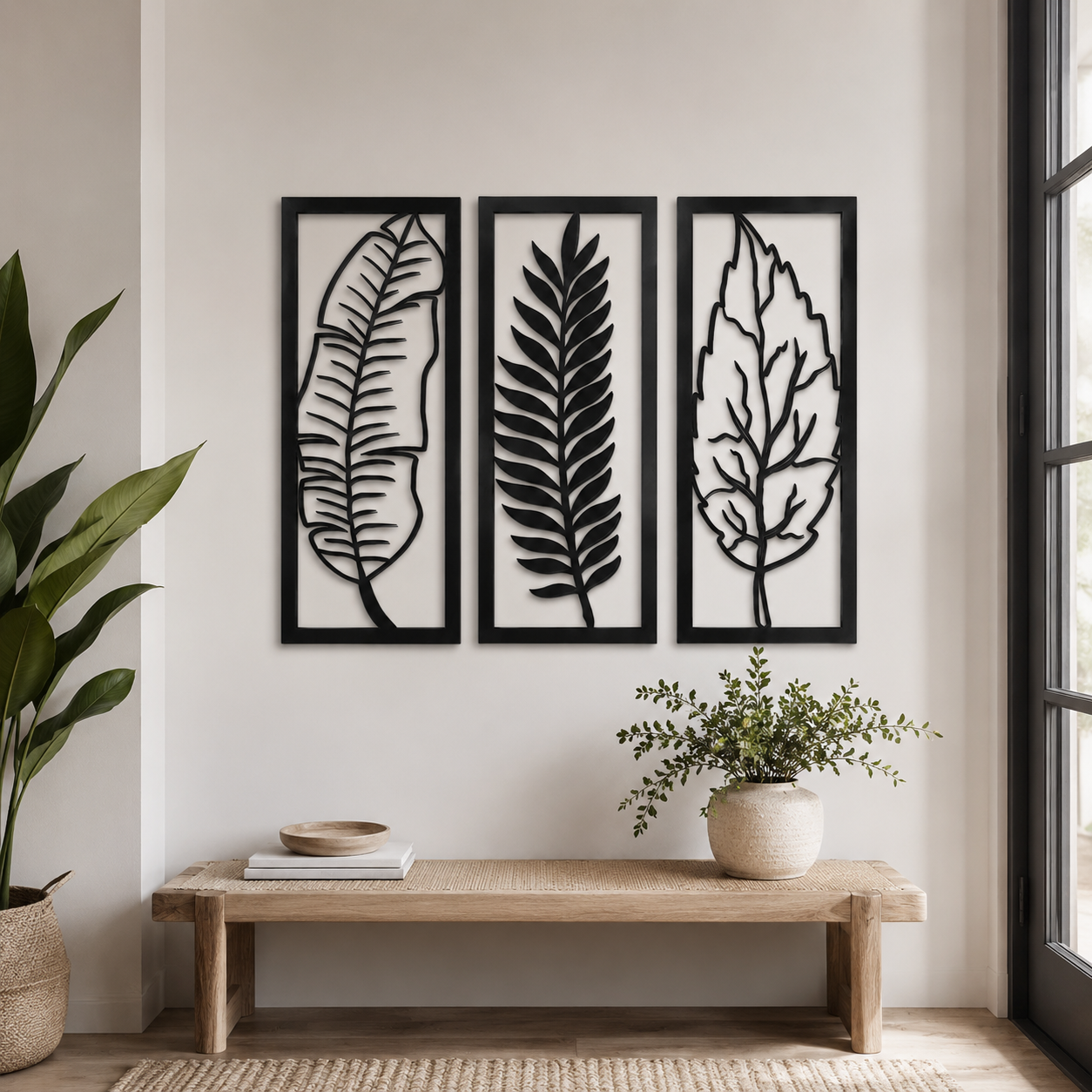 Tropical Foliage Trio Leafs Wall Metal Art Decor