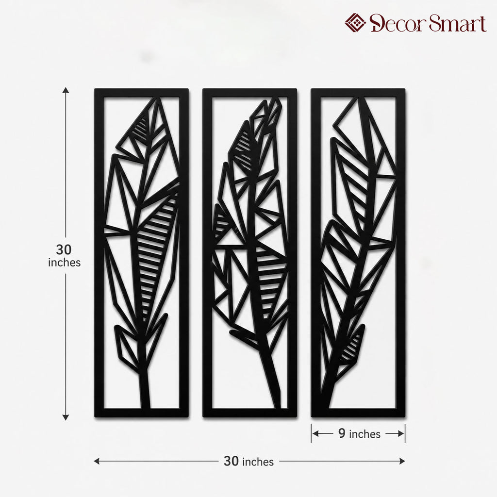 Three Tropical Leafs Frames Wall Metal Art Decor