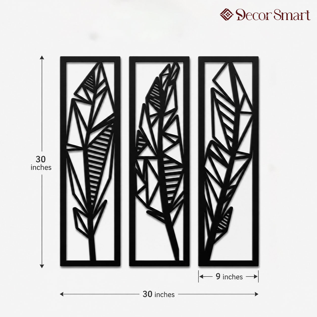 Three Tropical Leafs Frames Wall Metal Art Decor