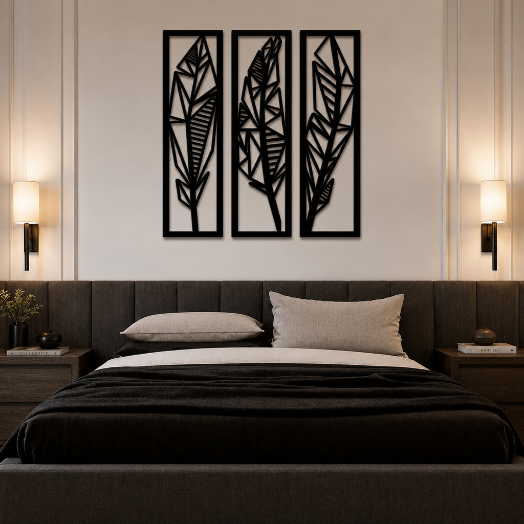 Three Tropical Leafs Frames Wall Metal Art Decor