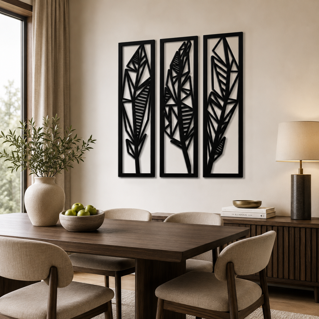 Three Tropical Leafs Frames Wall Metal Art Decor