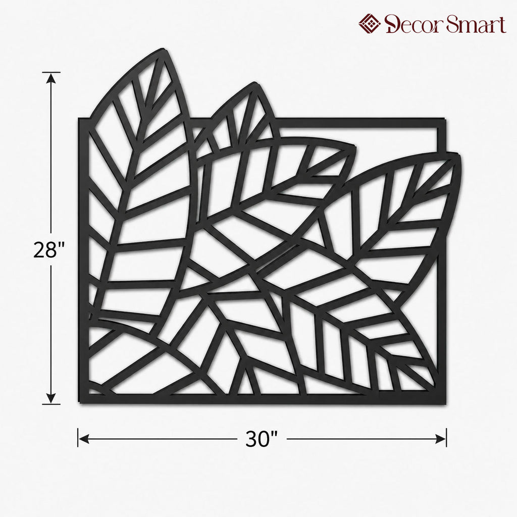 Beautiful Leaf Design in Golden Wall Metal Art Decor