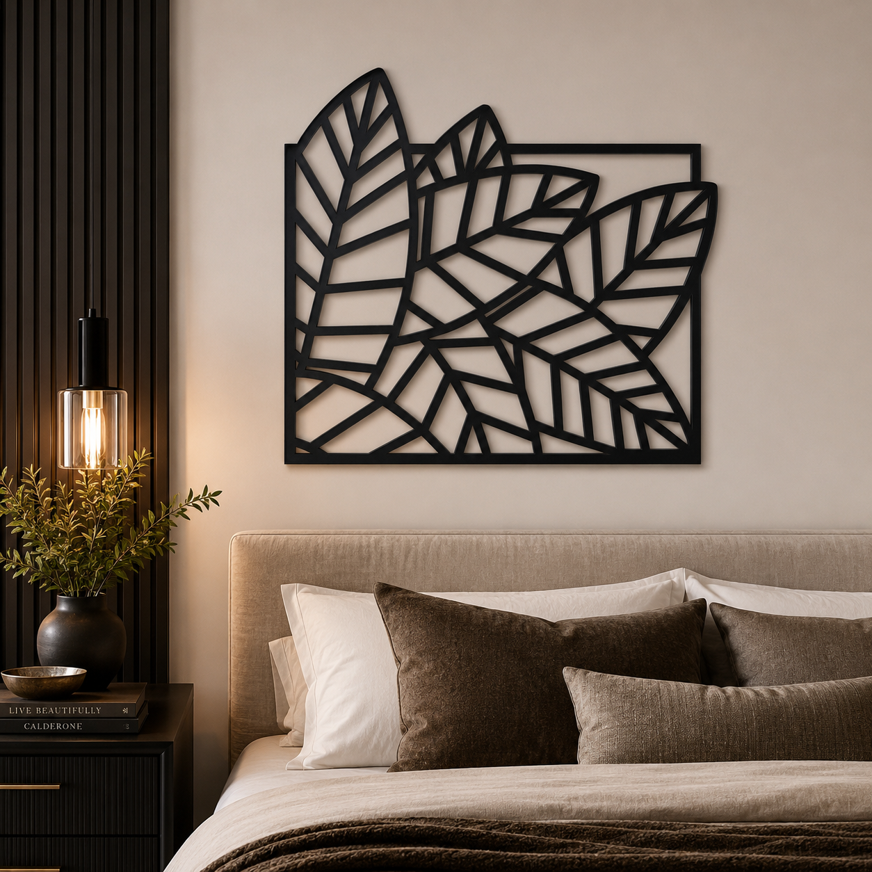 Beautiful Leaf Design in Golden Wall Metal Art Decor