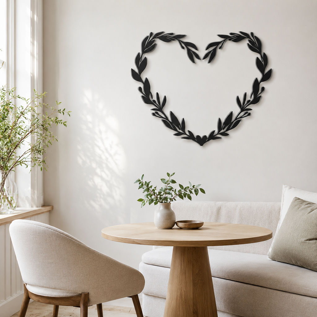 Beautiful Floral Heart Design Wall Metal Art Decor