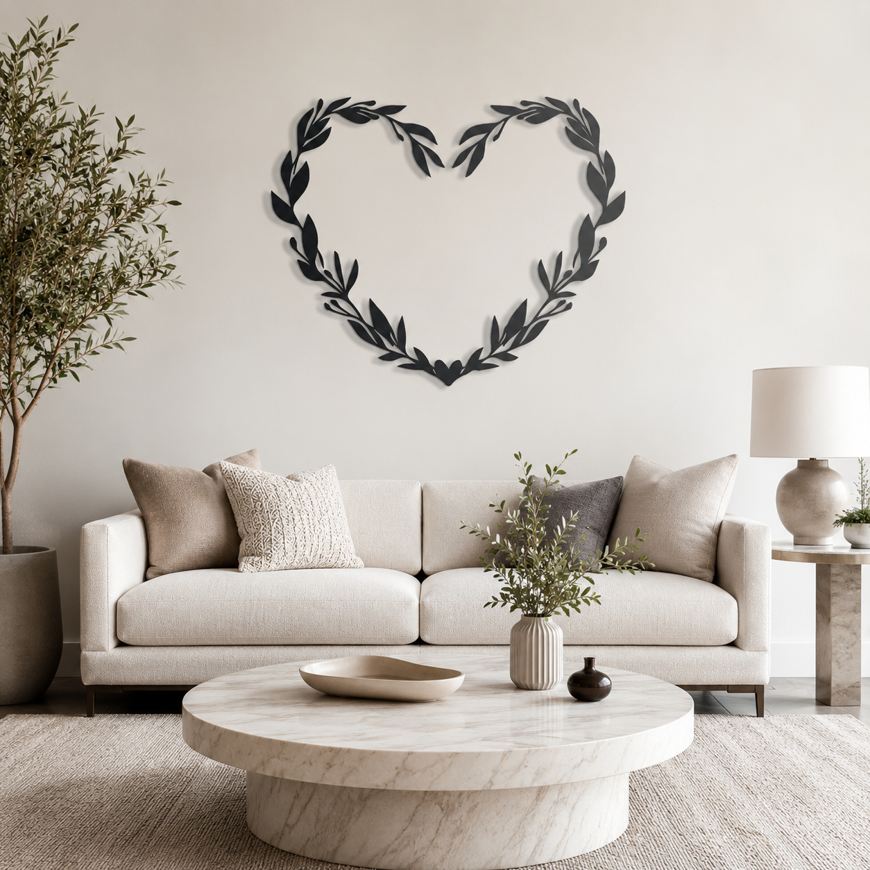 Beautiful Floral Heart Design Wall Metal Art Decor