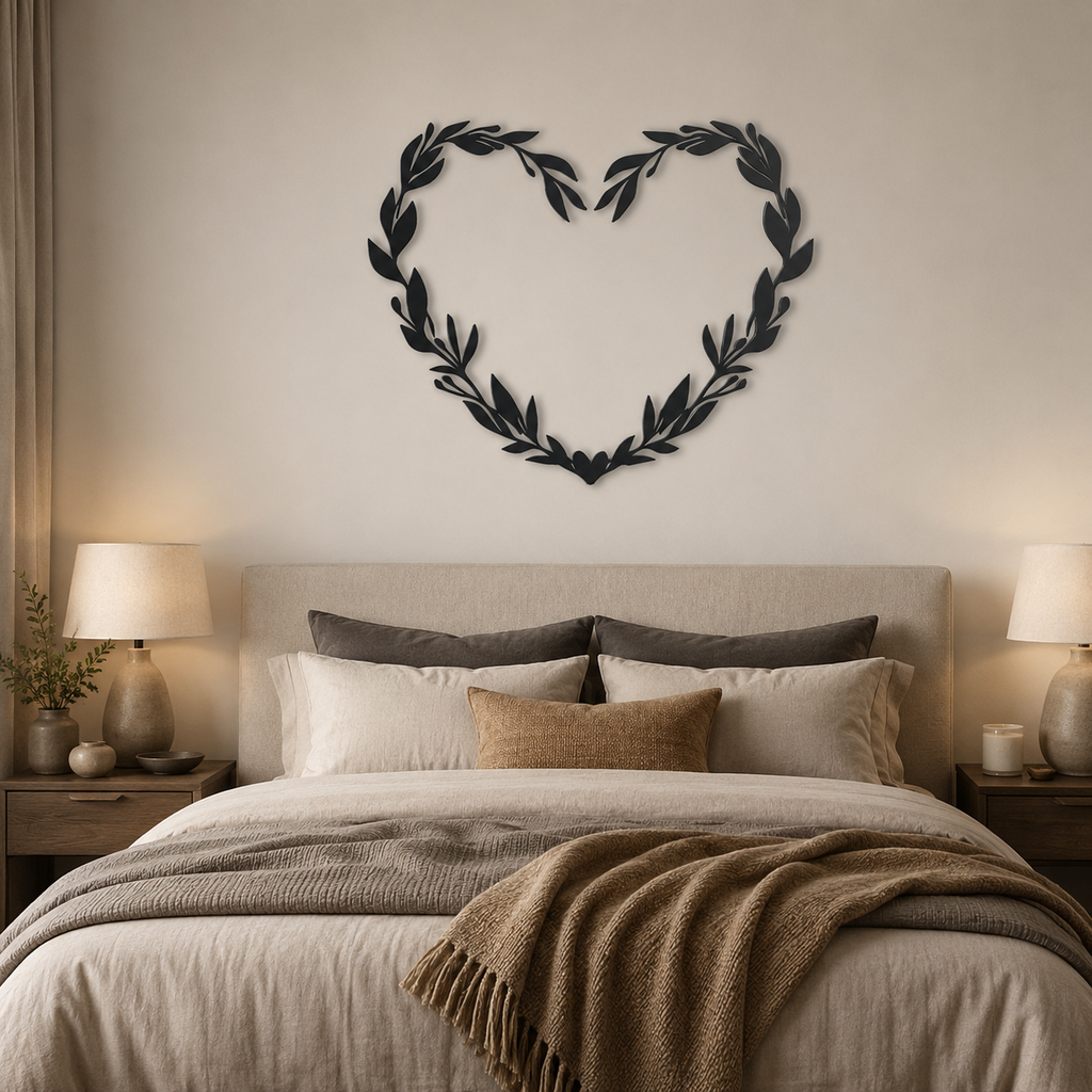 Beautiful Floral Heart Design Wall Metal Art Decor
