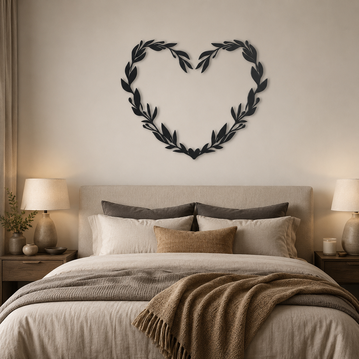 Beautiful Floral Heart Design Wall Metal Art Decor