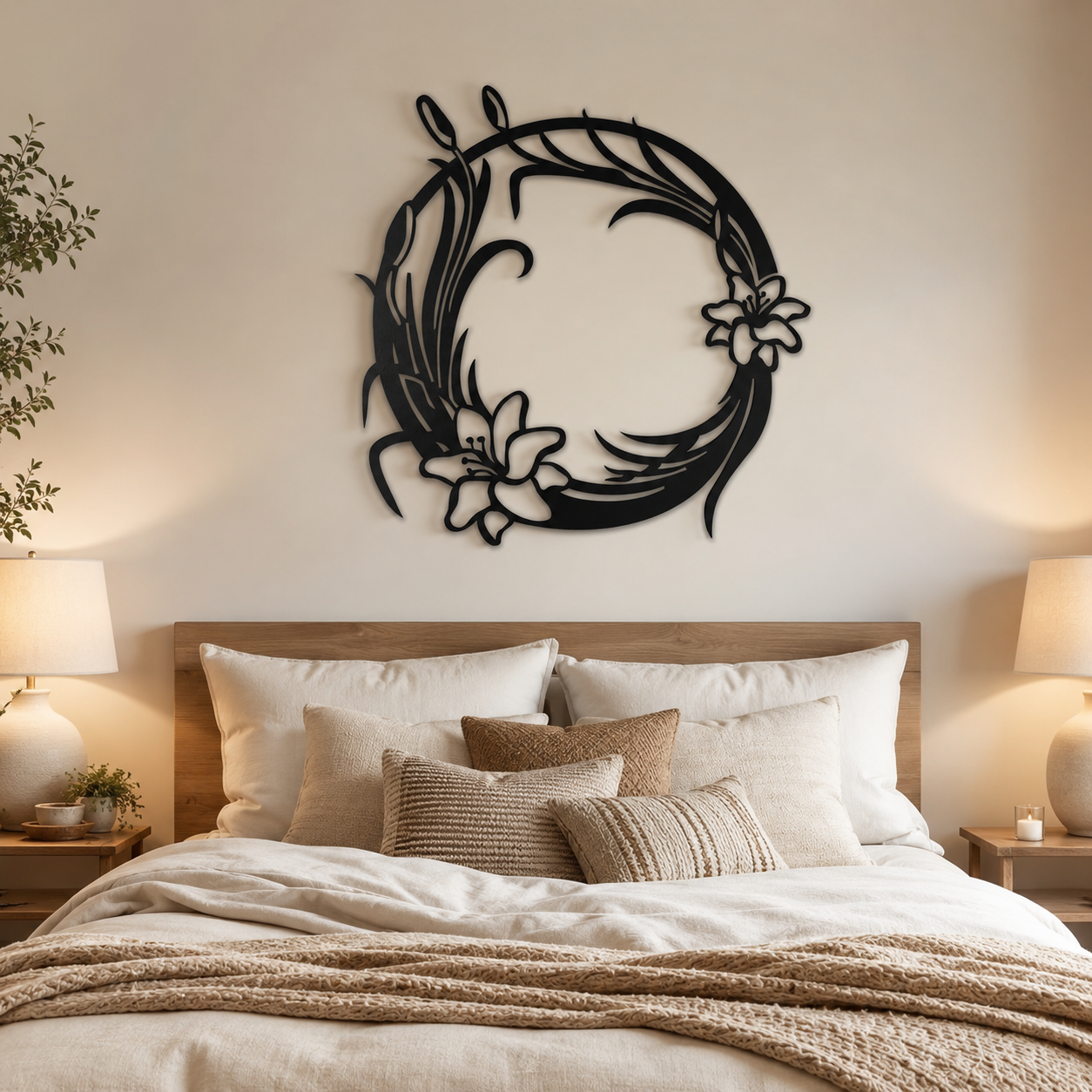 Metal Round Flower Design Wall Metal Art Decor