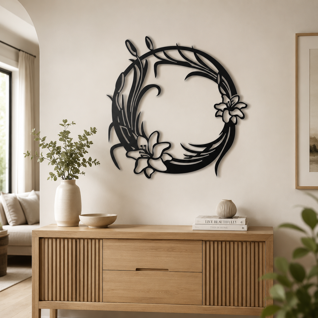 Metal Round Flower Design Wall Metal Art Decor