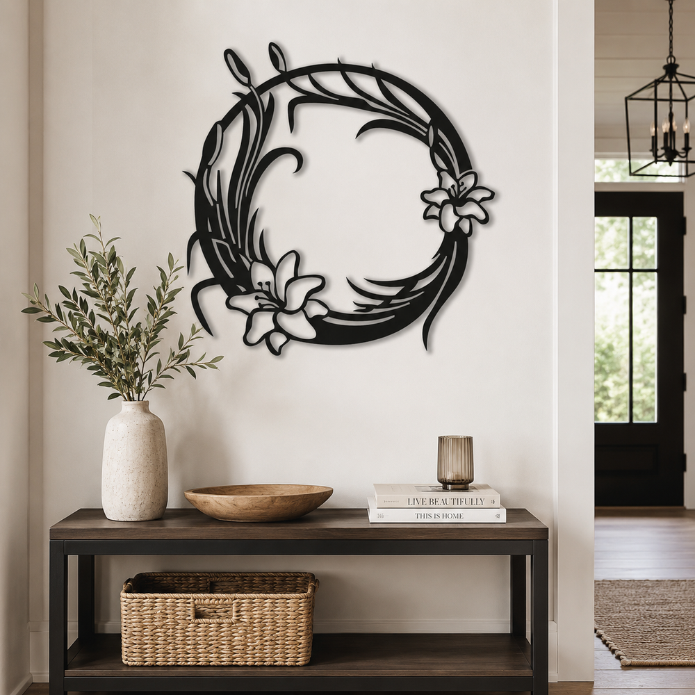 Metal Round Flower Design Wall Metal Art Decor