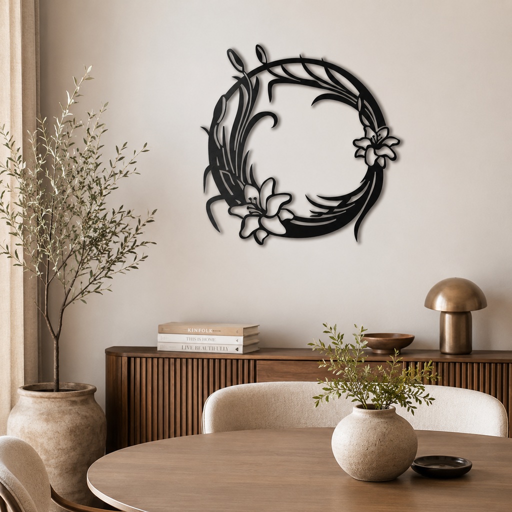 Metal Round Flower Design Wall Metal Art Decor