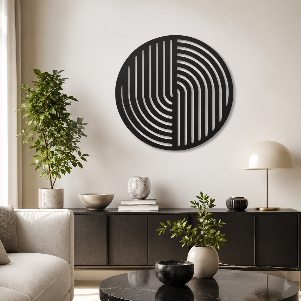 Circular Abstract Strips Wall Metal Art Decor