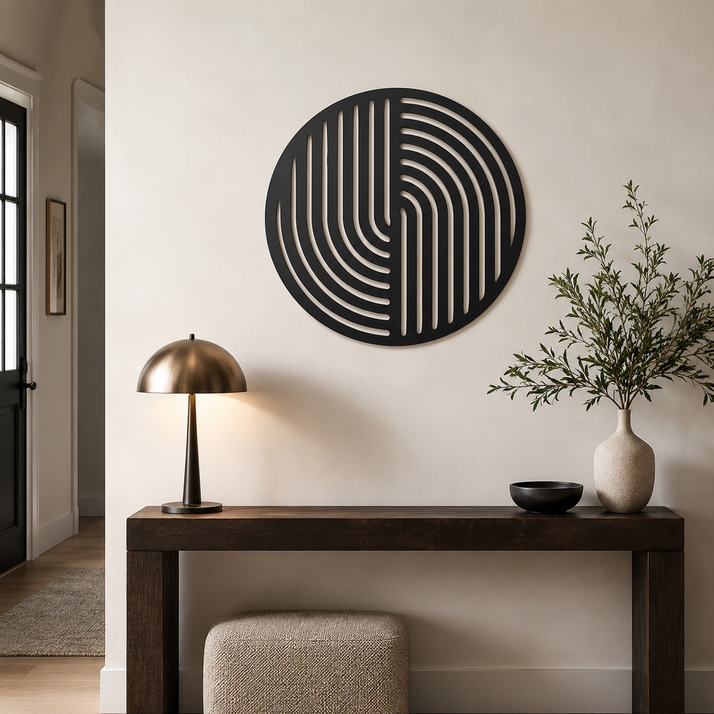 Circular Abstract Strips Wall Metal Art Decor