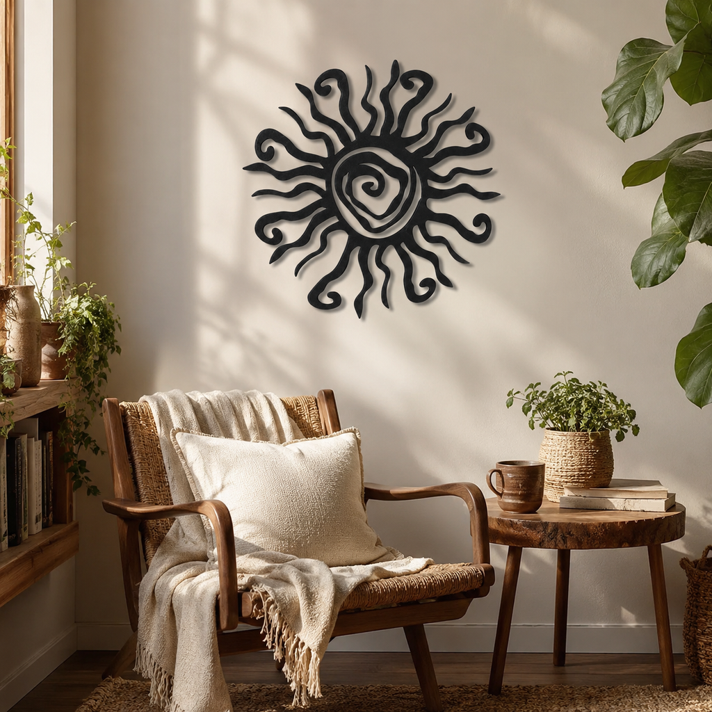 Unique Wacky Sun Design Wall Metal Art Decor
