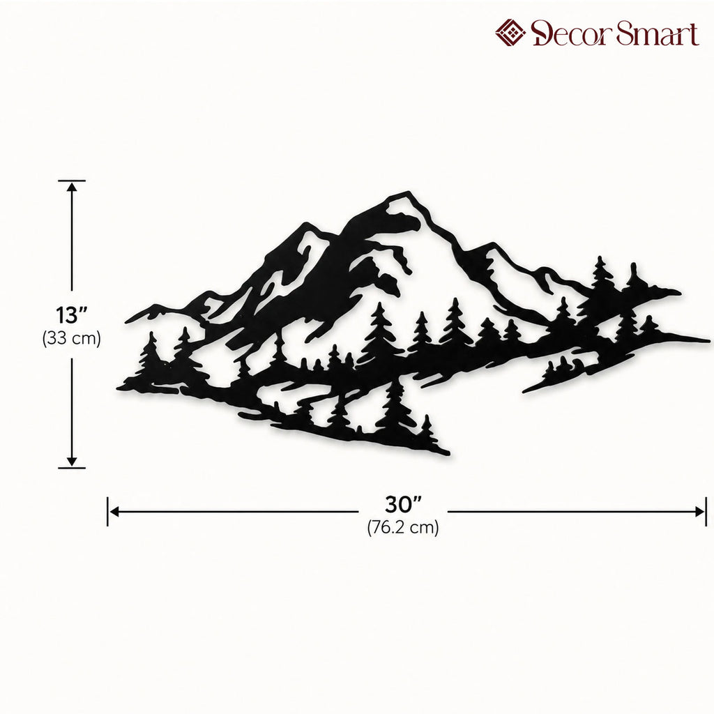 Mountain Range Trees View Metal Art Wall Decor