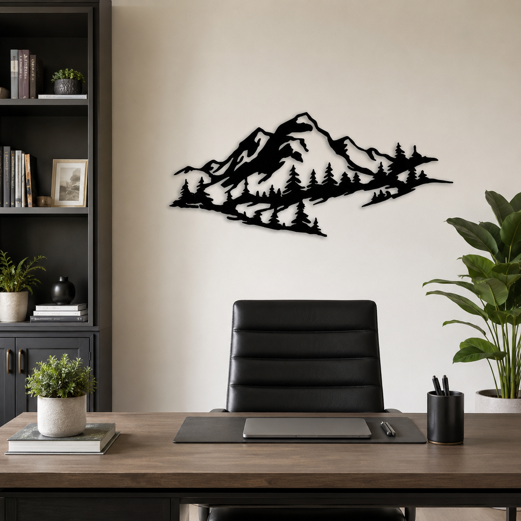 Mountain Range Trees View Metal Art Wall Decor