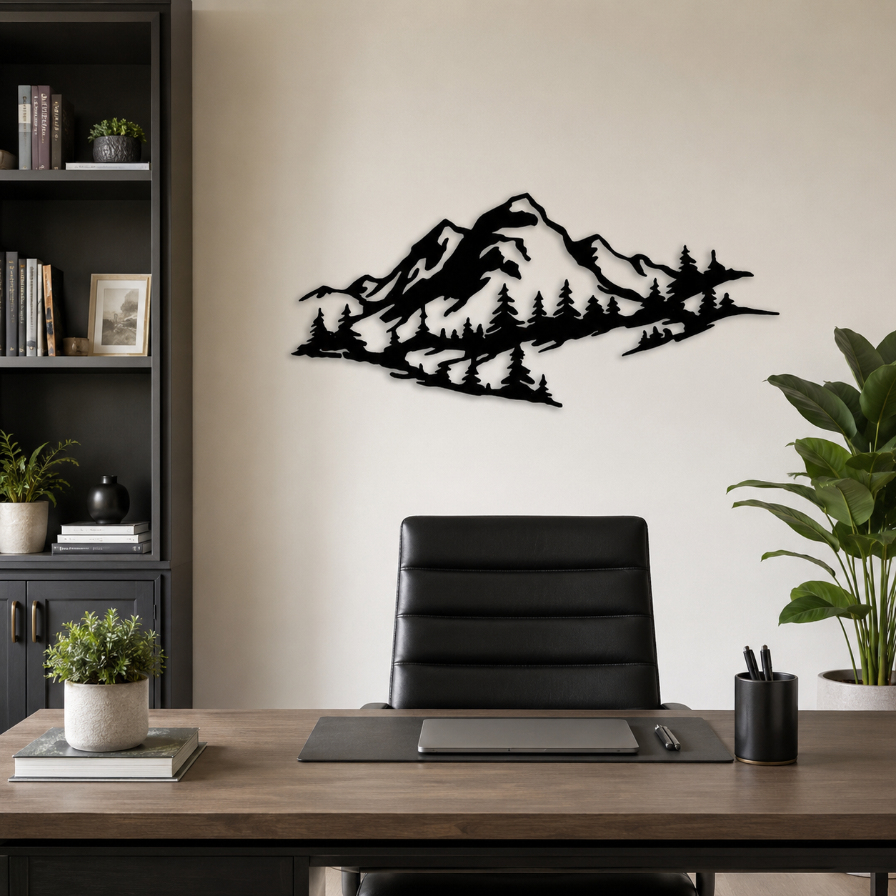 Mountain Range Trees View Metal Art Wall Decor