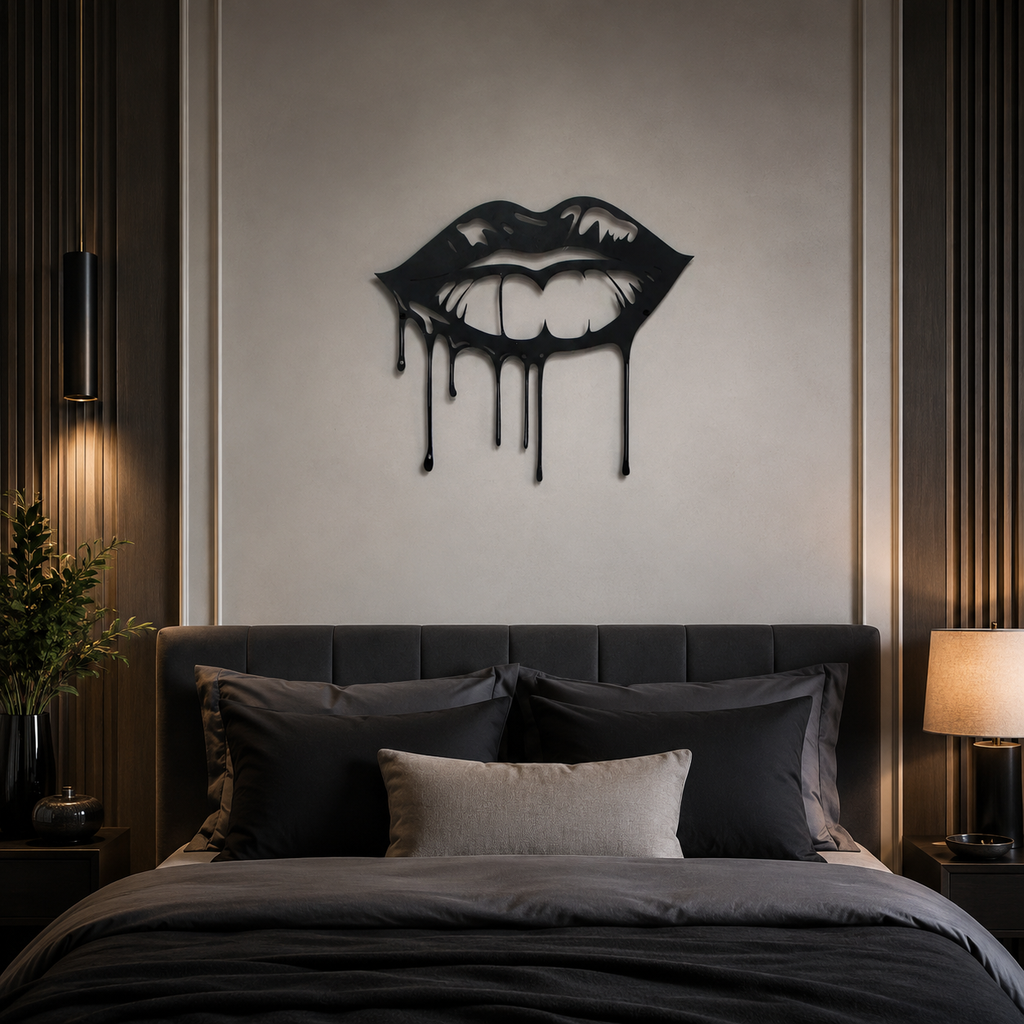 Dripping Lips Design Shade Metal Art Wall Decor