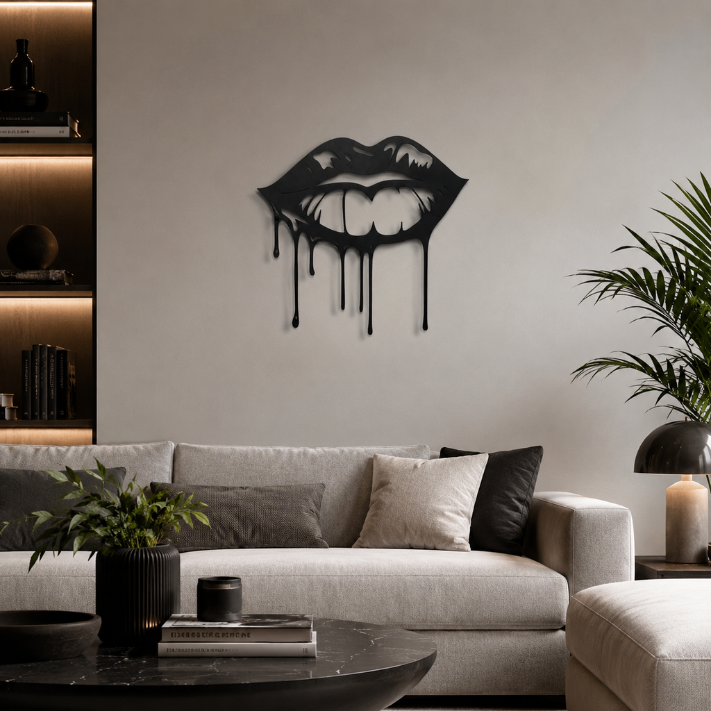 Dripping Lips Design Shade Metal Art Wall Decor