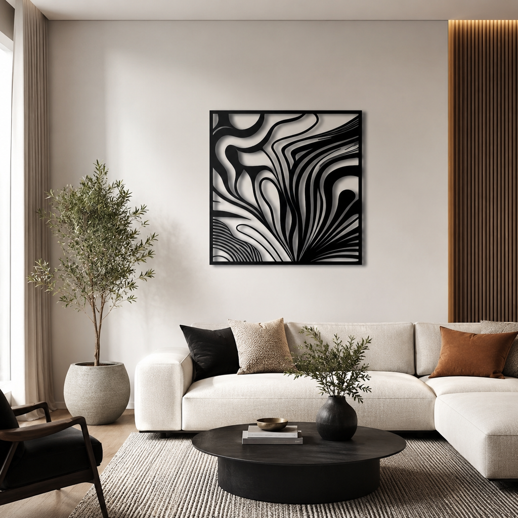 Tiger Stripes Abstract Square Metal Art Wall Decor