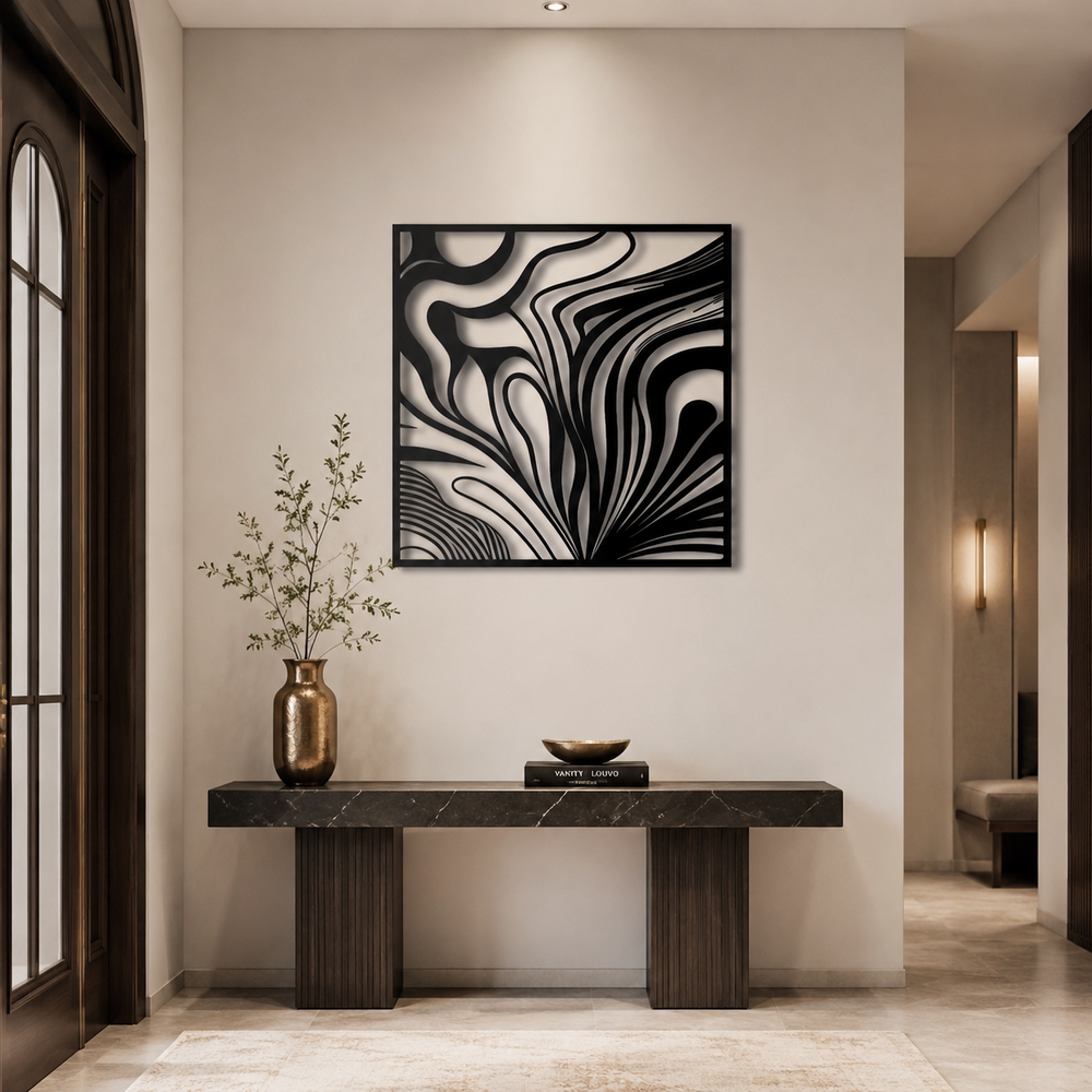 Tiger Stripes Abstract Square Metal Art Wall Decor