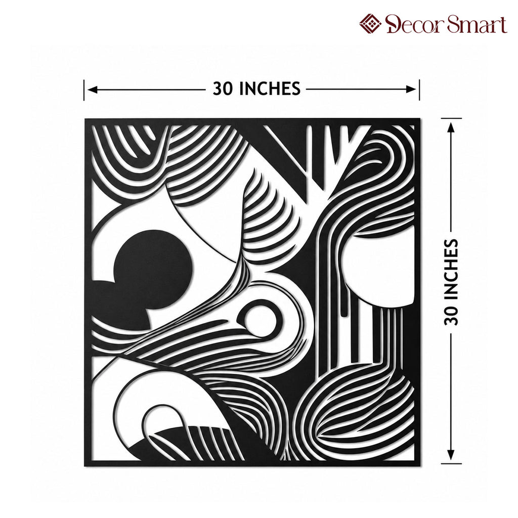 Square Organic Flow Waves Design Metal Art Wall Decor