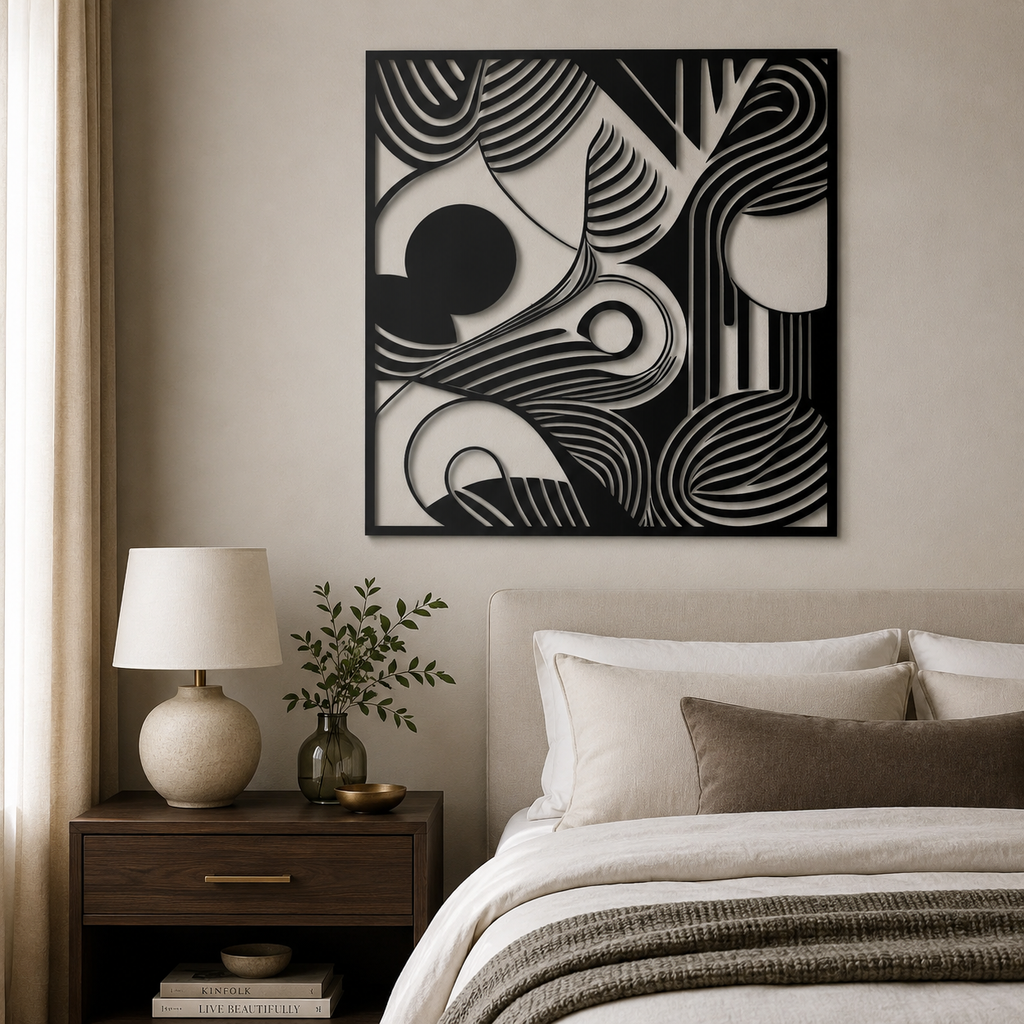 Square Organic Flow Waves Design Metal Art Wall Decor