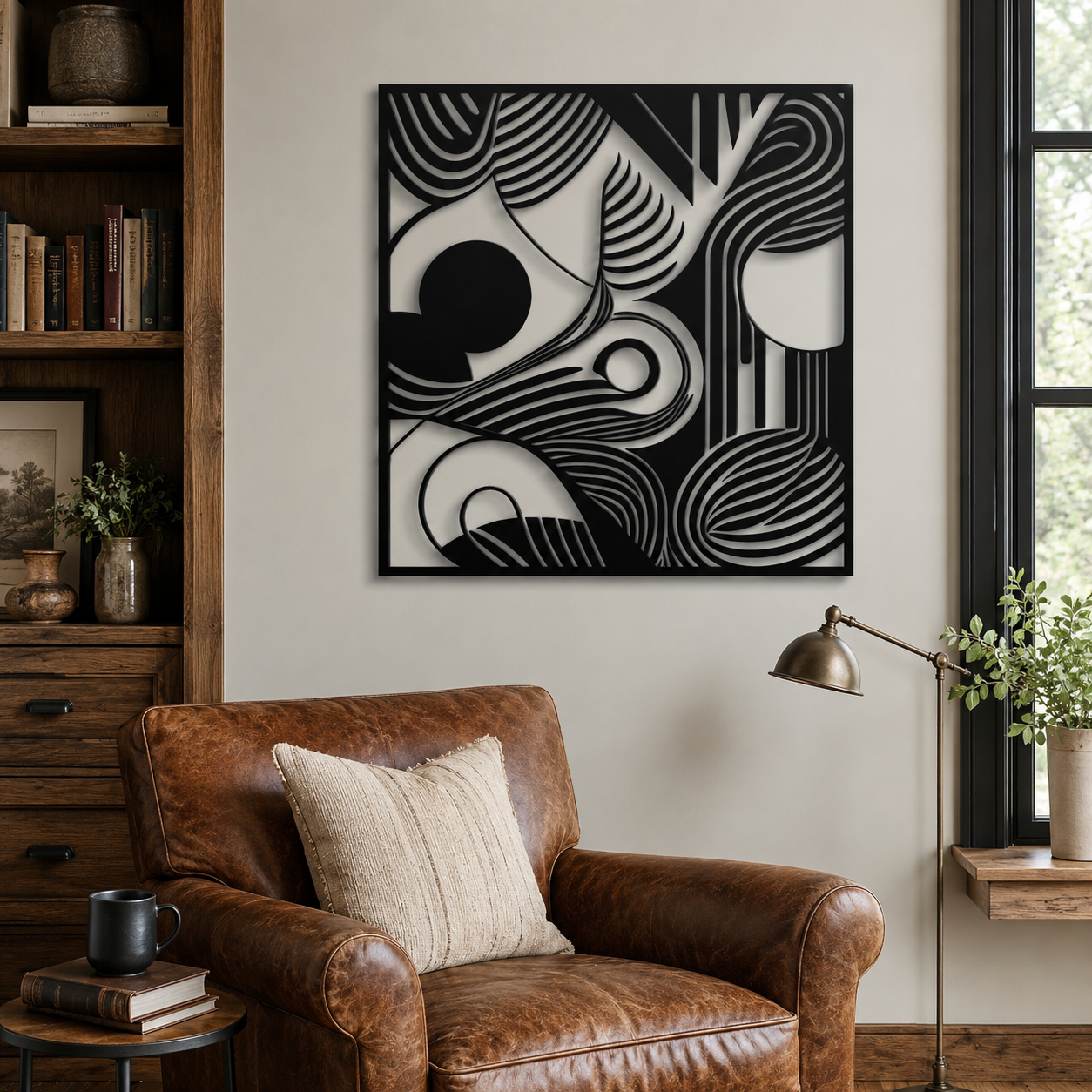 Square Organic Flow Waves Design Metal Art Wall Decor